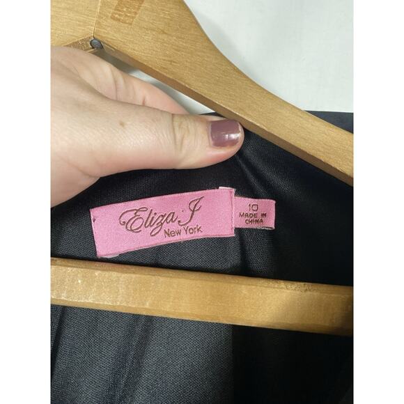 Eliza J Dress Size 10 Black Formal Fit & Flare 1950s Style Jersey Knit Satin - Picture 8 of 13